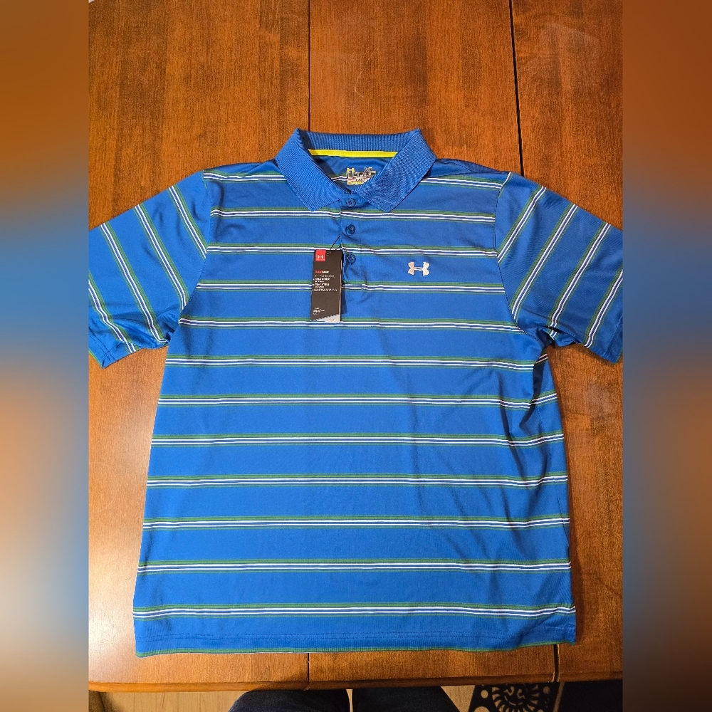 Under Armour's Blue Catalyst Polo for Men; Loose Fitted XLARGE